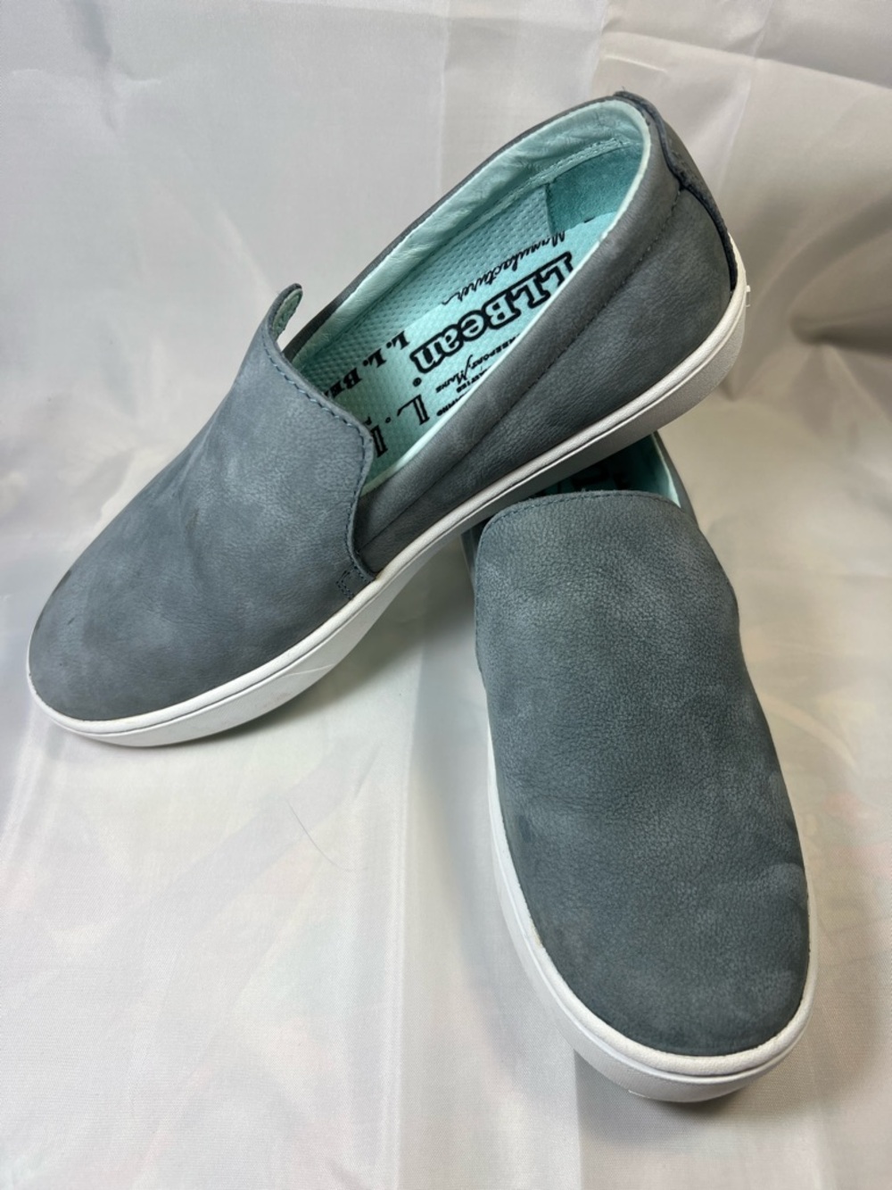 L.L. Bean Casual Slip-On Sneakers in Slate Gray with Mint Lining